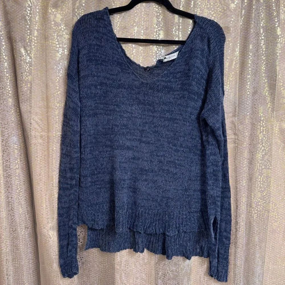 Vintage Abercrombie & Fitch Navy Blue Knit Distressed Boho Grunge Sweater XS/S